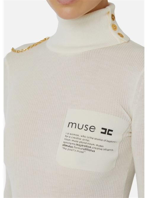 TURTLENECK WITH LETTERING DETAIL ELISABETTA FRANCHI | MK43B57E2DZ9 Milk